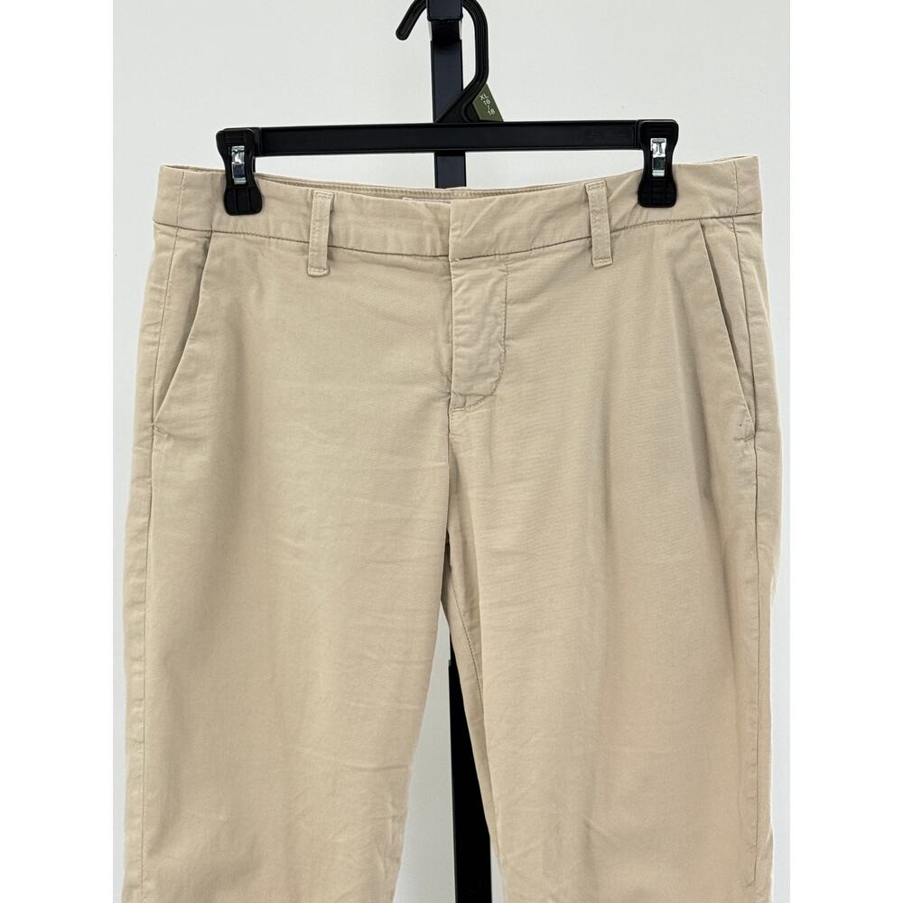Frank & Eileen "Wicklow" Raw Hem Cropped Khaki Cotton/Flax 6 Pant Chino - Picture 3 of 8
